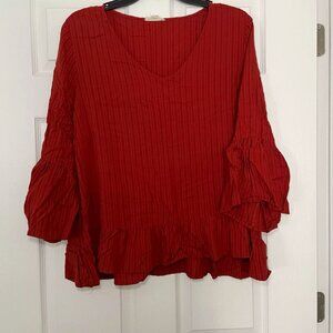 Loralette peasant ruffle blouse orange 3XL